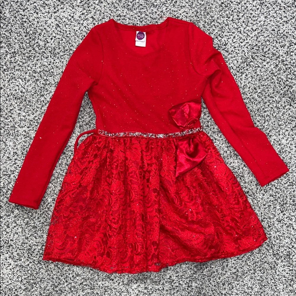 Dollie & Me Christmas Red Sparkle Dress 8